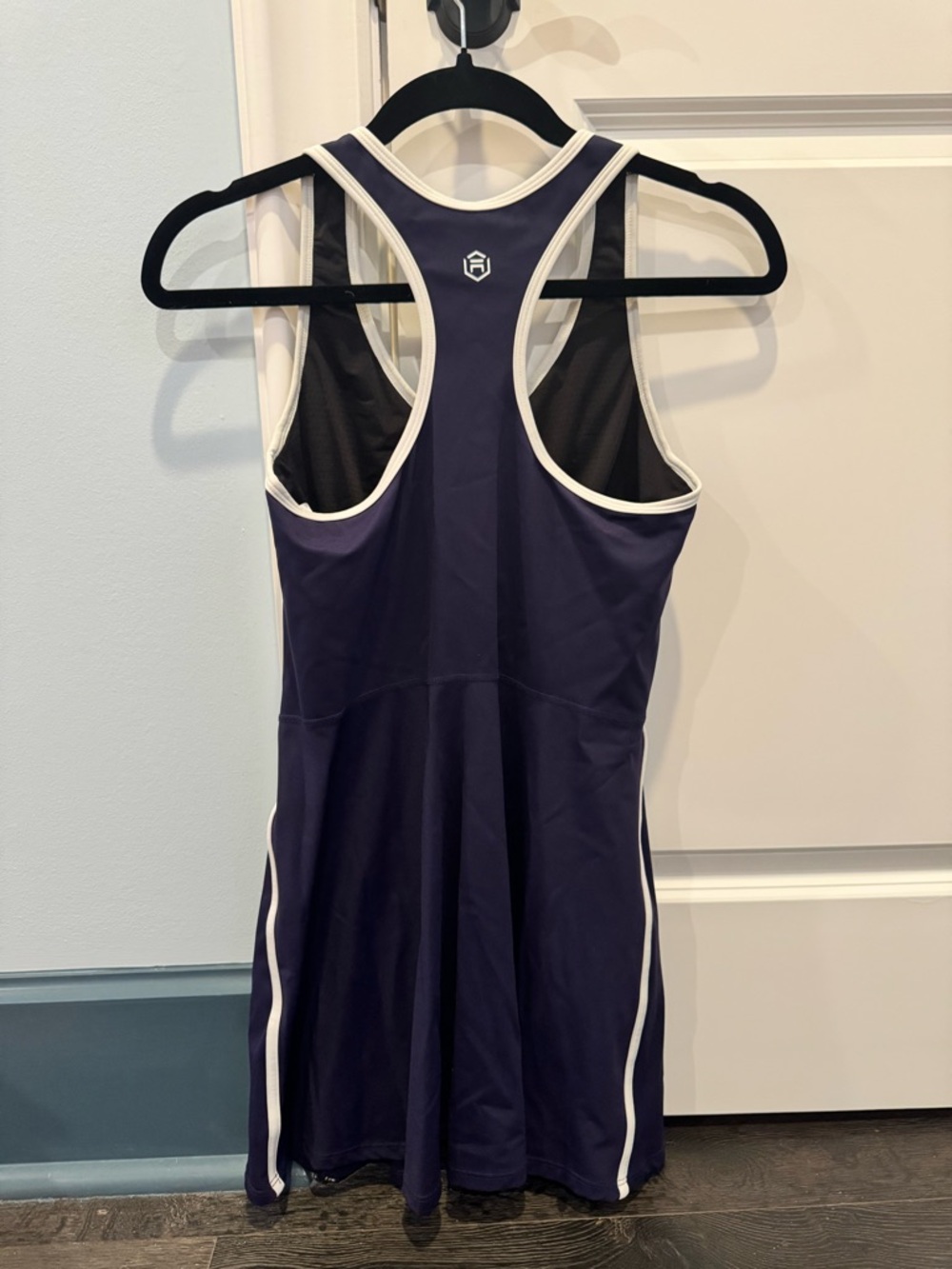 Women's Navy Racerback Tennis Dress with White Trim